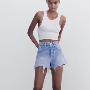 Zara Frayed Hi Rise Denim Short